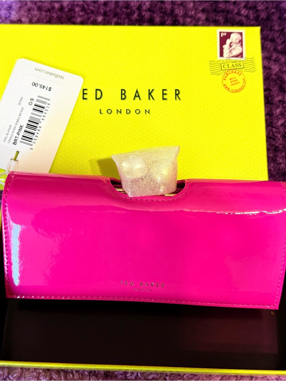 NWT IN BOX The Ted Baker Elador Crinkle Patent Bobble Matinee - Picture 3 of 16